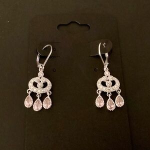 Elegant Silver and Pink Dangle Earrings